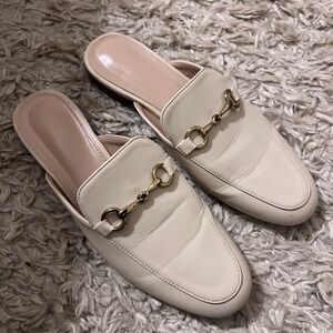Gucci Like Cream Backless Loafers with Horsebit Detail